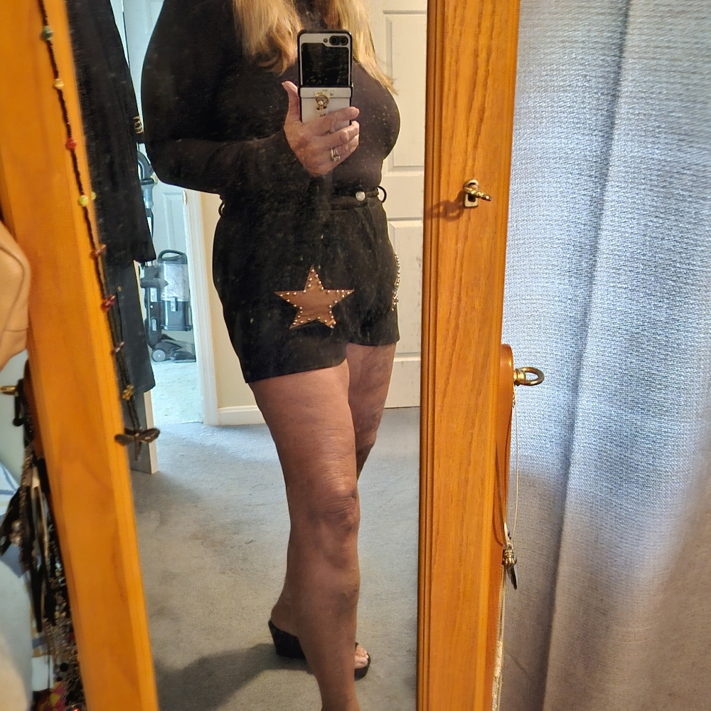 NWT High Waist Black Shorts with Brown Star Accents W/studs-Saints and Hearts